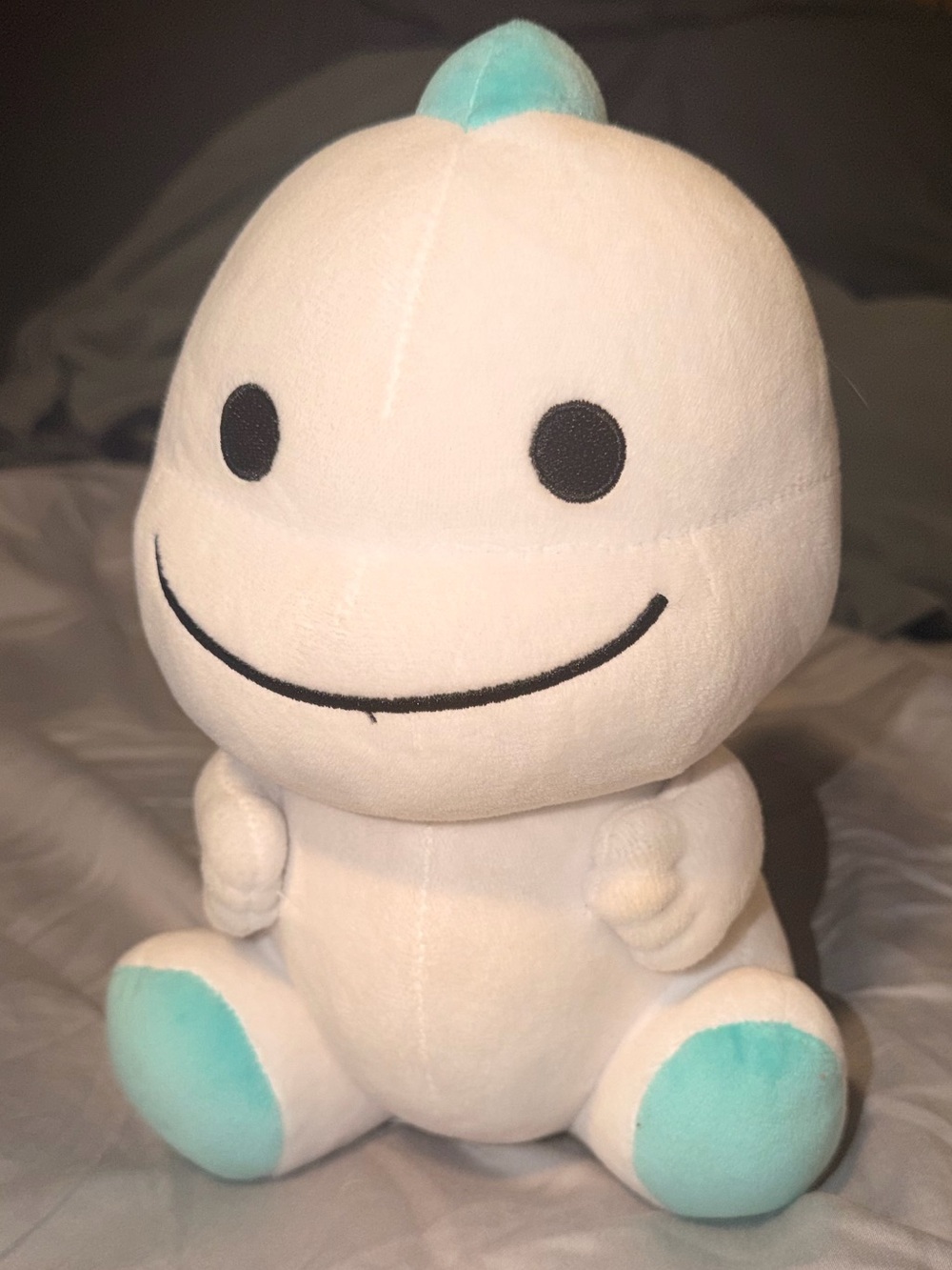 Cute White Plush Dino with Mint Accents - Soft Cuddly Stuffed Animal